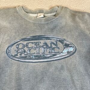 Vintage Ocean Pacific Sweatshirt XL Blue Crewneck Sweater Nice Fade Surf Skate